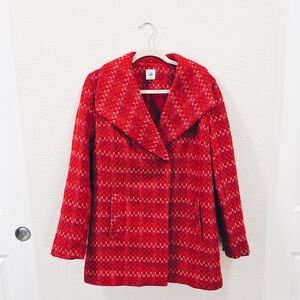 CAbi Sloan Structured Textured Tweed Jacket in Scarlet Red Size M